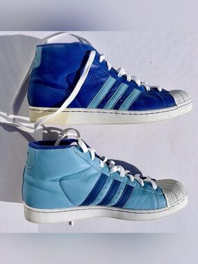 2003 Adidas ProModel SPL Shelltoe Two Tone Blue Hightop Leather Exc Cond 11.5